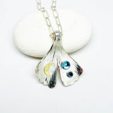 Blue Topaz Sterling Silver Ginkgo Pendant Necklace - Clarity Talisman