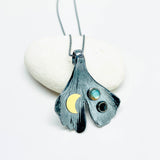 Gunmetal Ginkgo Pendant Necklace - Inner Power Talisman