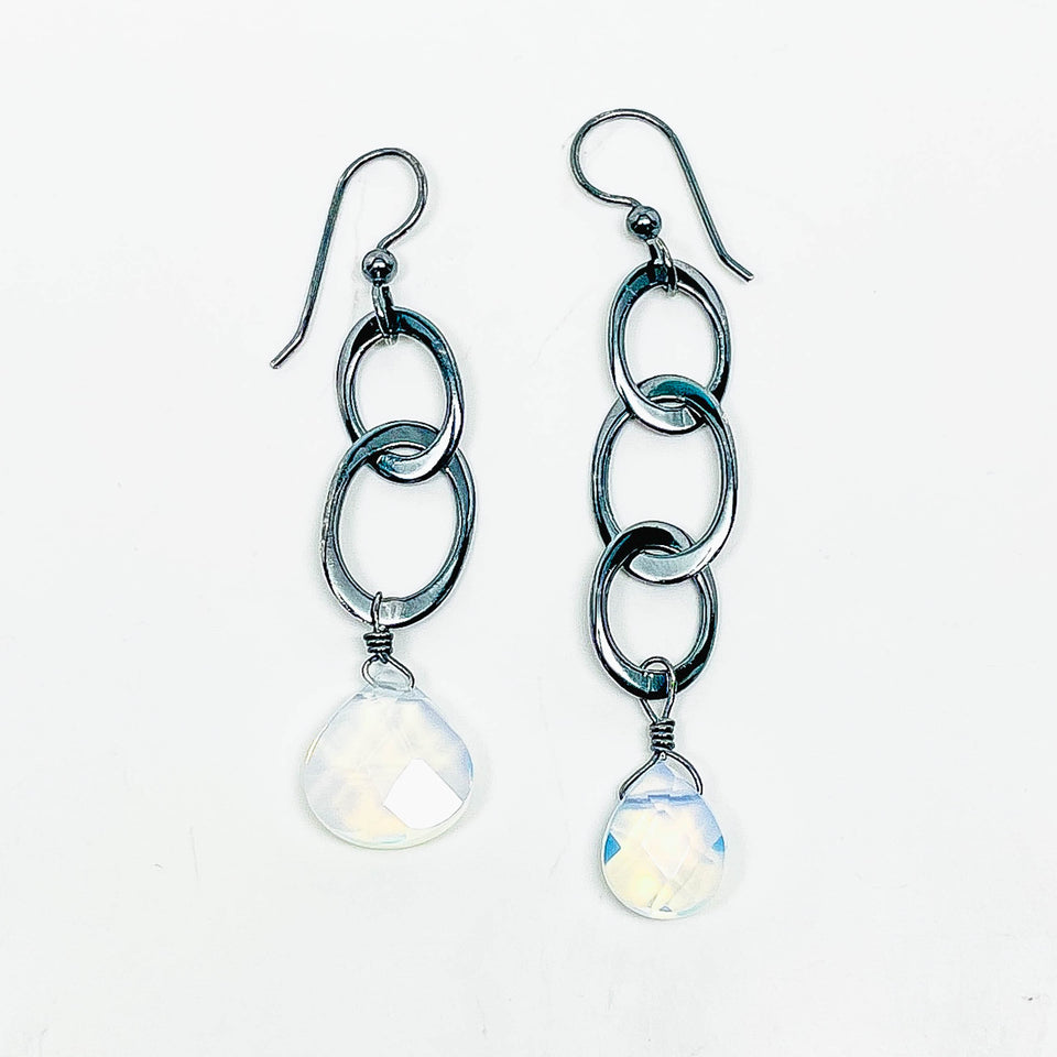 Sterling Silver Opalite Link Earrings