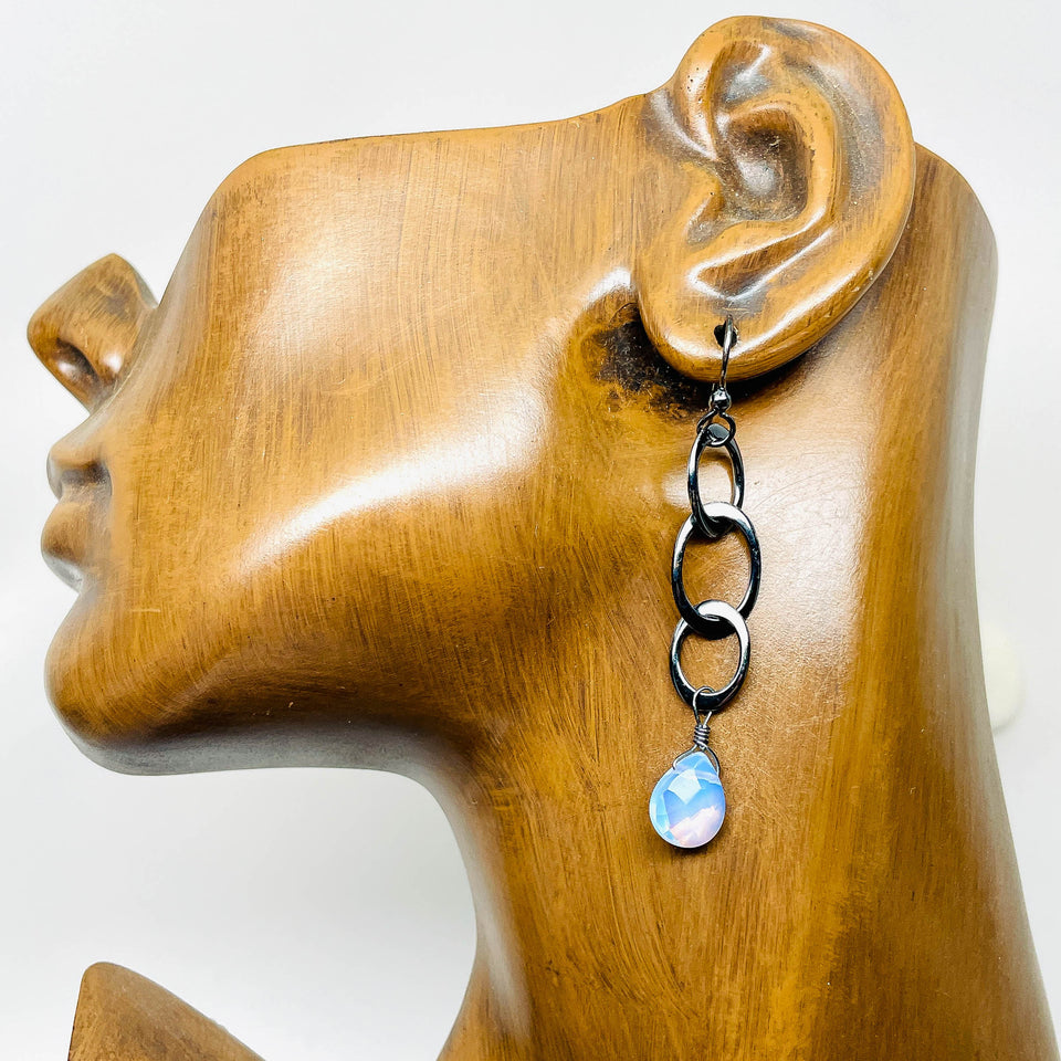 Sterling Silver Opalite Link Earrings