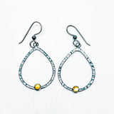 Gunmetal Ginkgo Petal Earrings with Citrine