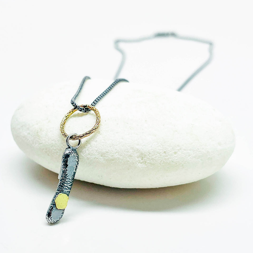 Recycled Sterling Pendant Nugget Necklace