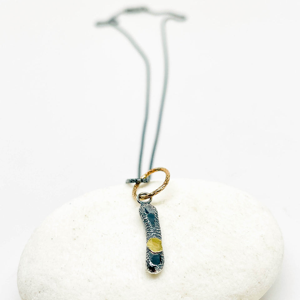 Recycled Sterling Pendant Nugget Necklace