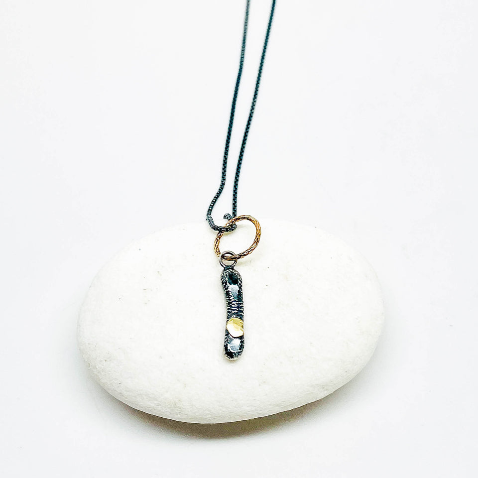 Recycled Sterling Pendant Nugget Necklace