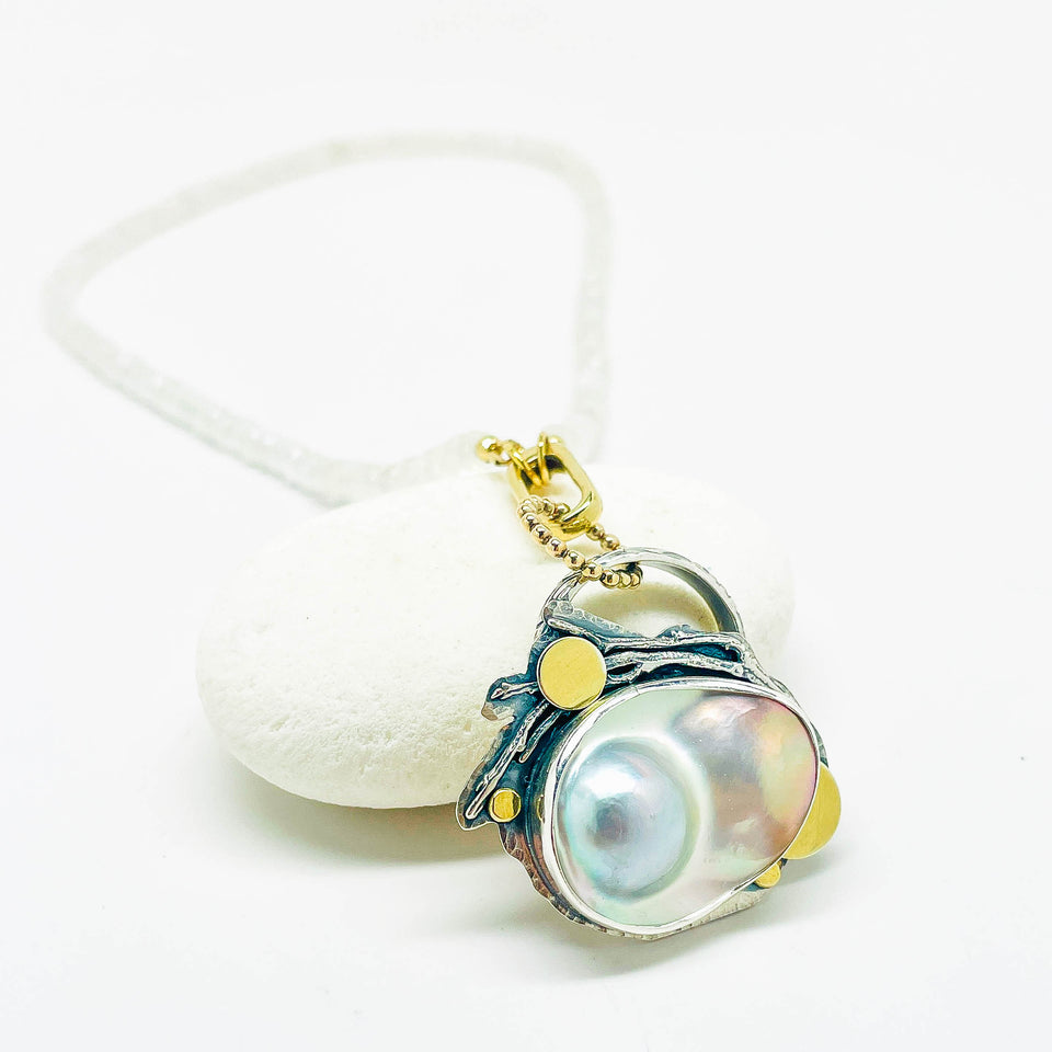 Sterling Silver Blister Pearl Jewelry Necklace
