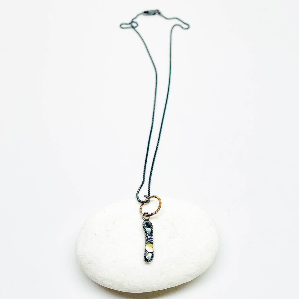 Recycled Sterling Pendant Nugget Necklace