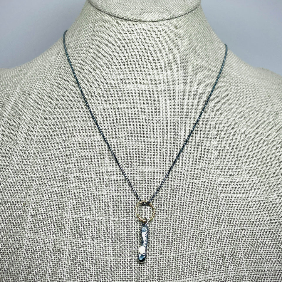 Recycled Sterling Pendant Nugget Necklace