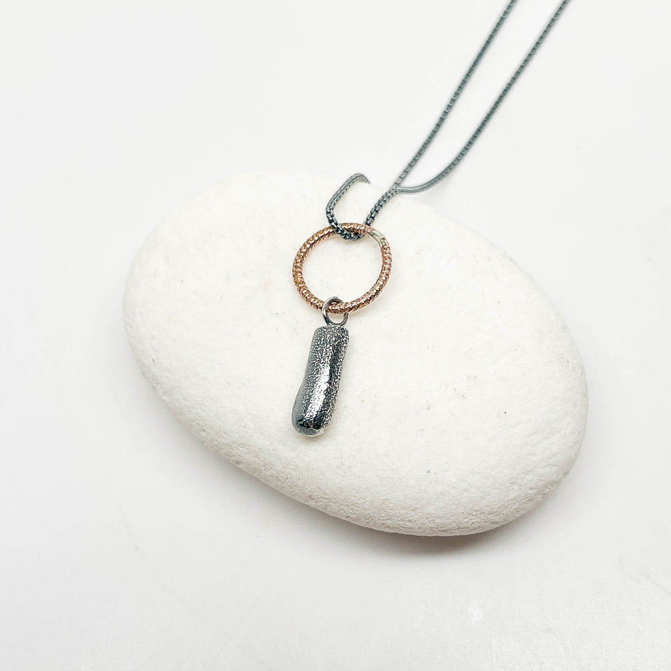 Recycled Sterling Pendant Nugget Necklace