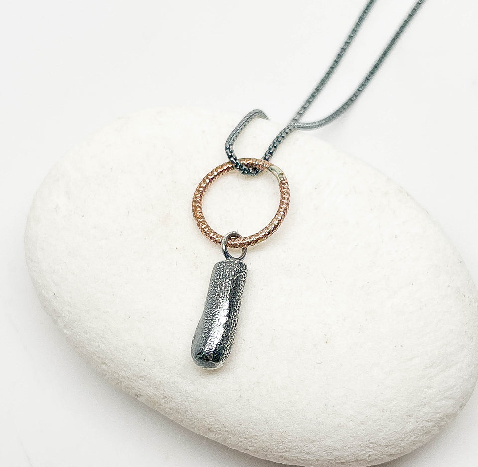 Recycled Sterling Pendant Nugget Necklace