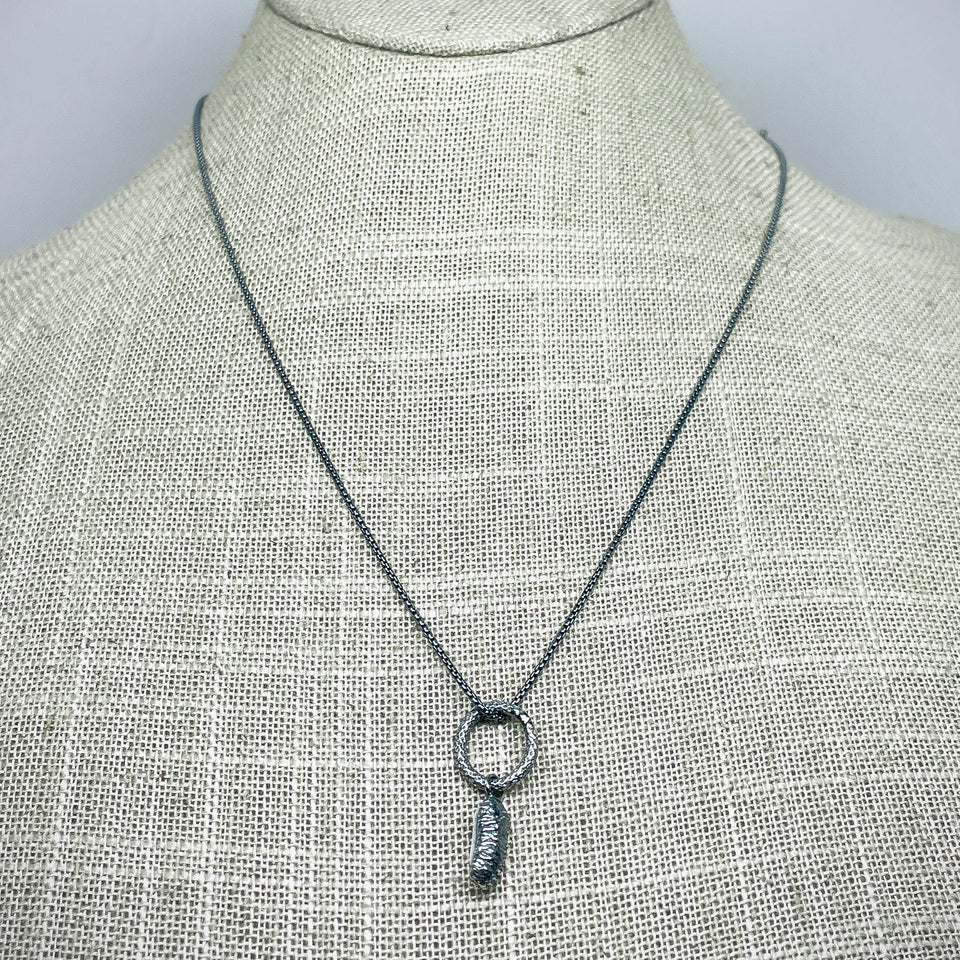 Recycled Sterling Pendant Nugget Necklace