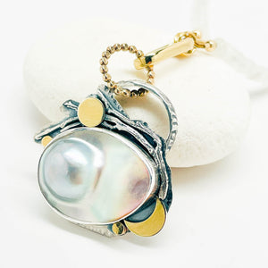 Sterling Silver Blister Pearl Jewelry Necklace