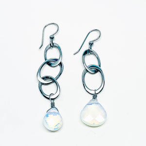 Sterling Silver Opalite Link Earrings