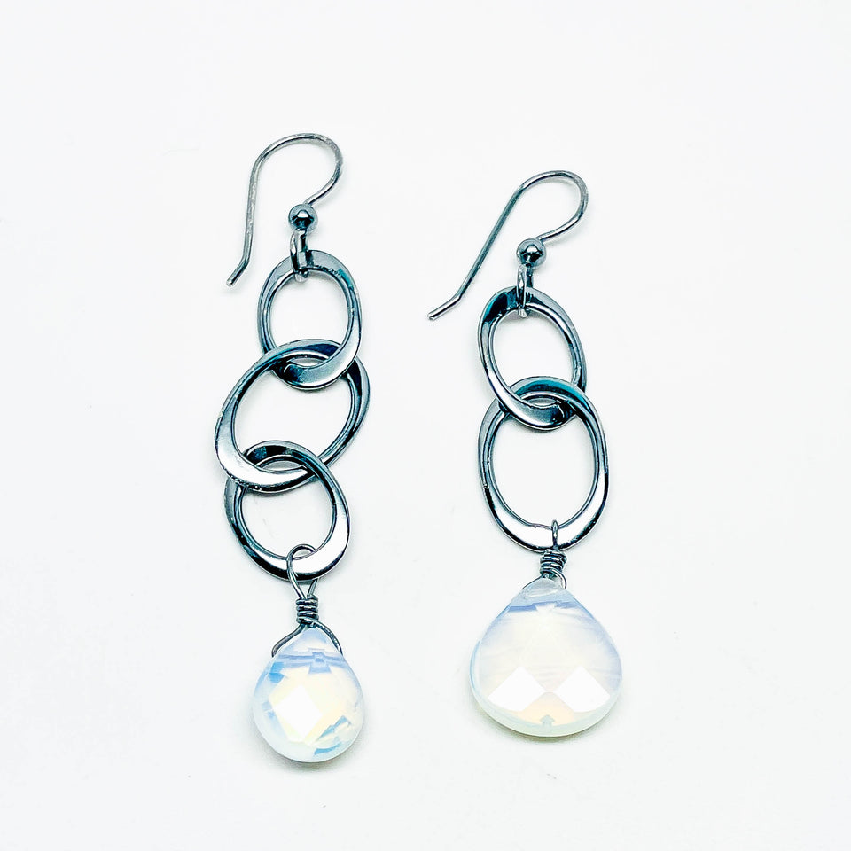 Sterling Silver Opalite Link Earrings
