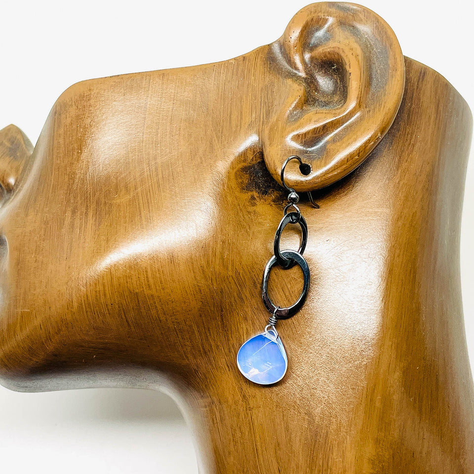 Sterling Silver Opalite Link Earrings