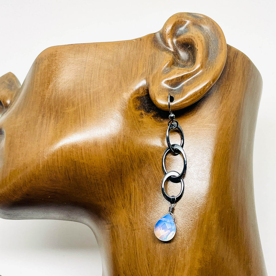 Sterling Silver Opalite Link Earrings
