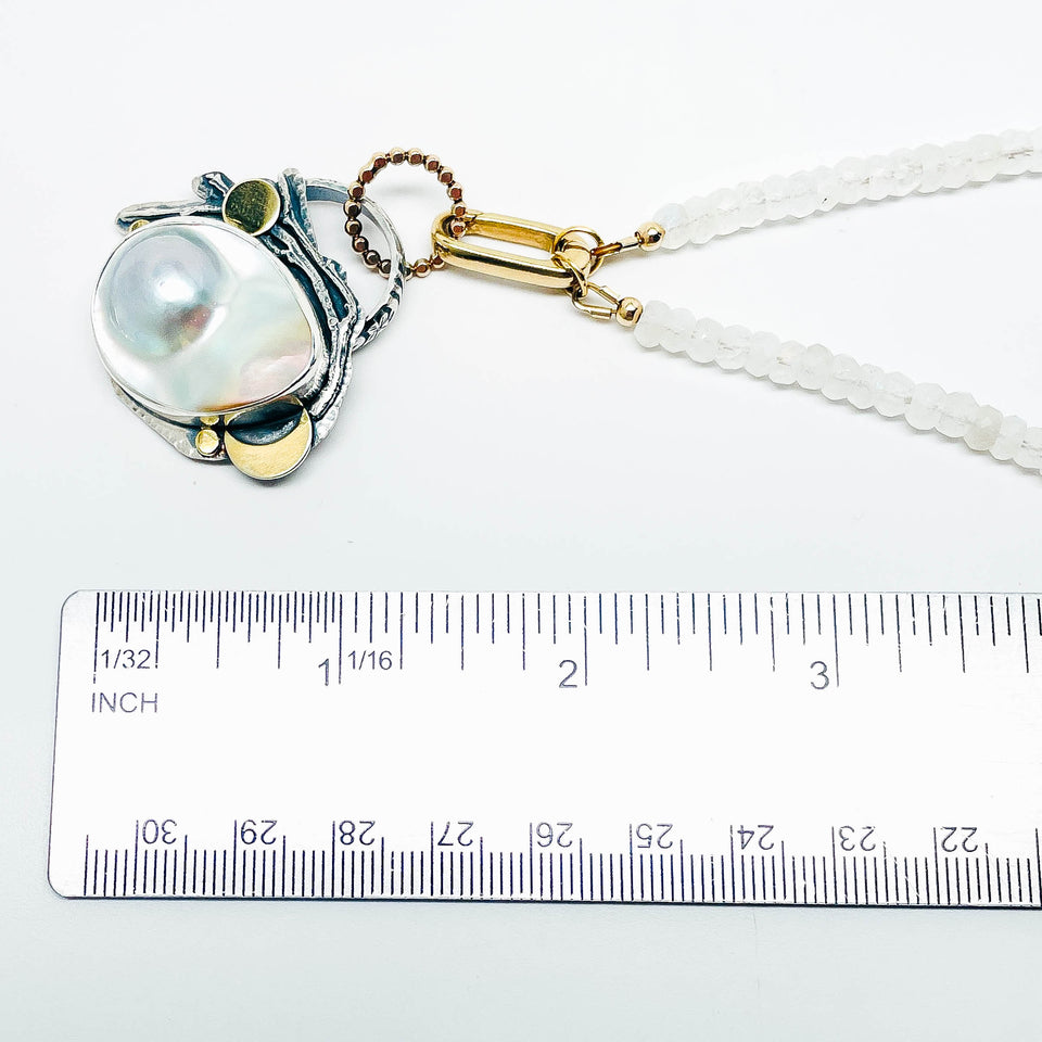 Sterling Silver Blister Pearl Jewelry Necklace