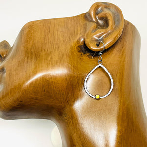 Gunmetal Ginkgo Petal Earrings with Citrine