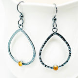 Gunmetal Ginkgo Petal Earrings with Citrine