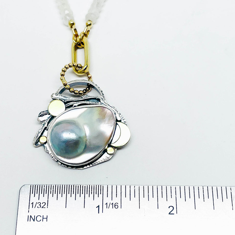 Sterling Silver Blister Pearl Jewelry Necklace