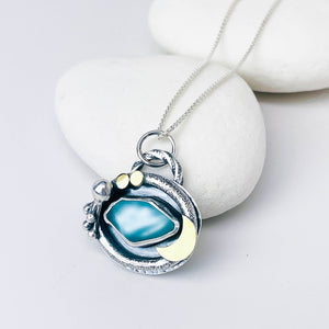 Sterling Silver Sea Glass Pendant Necklace - Ocean's Grace Talisman
