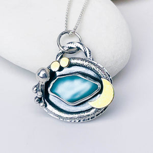 Sterling Silver Sea Glass Pendant Necklace - Ocean's Grace Talisman