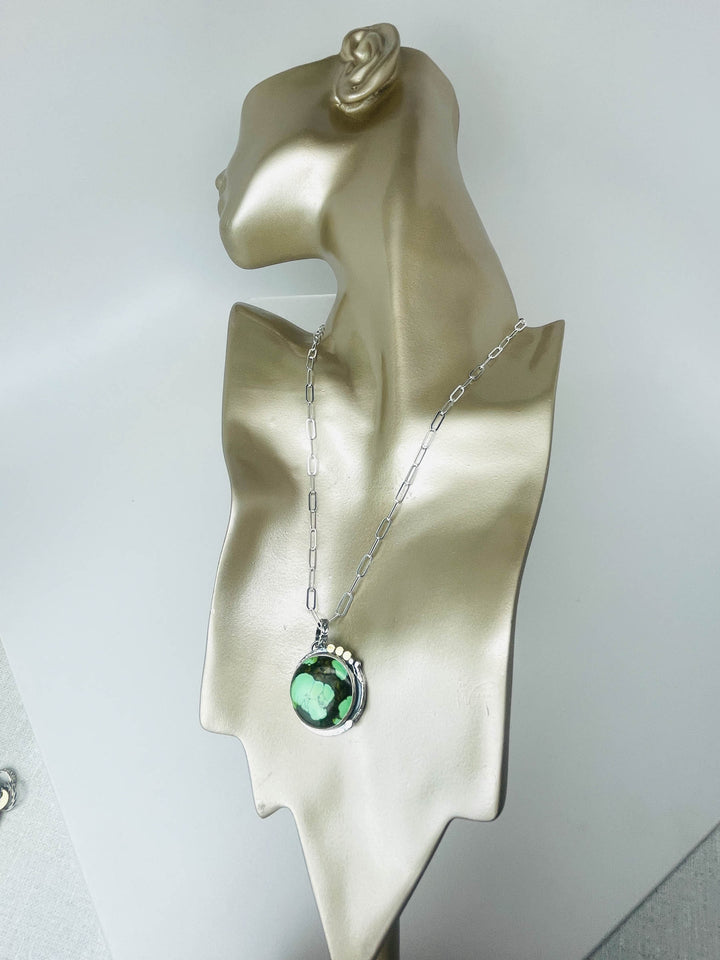 Sterling Silver Sea Glass Pendant Necklace - Ocean's Grace Talisman
