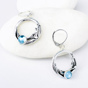 Sterling Silver Blue Topaz Nest Earrings