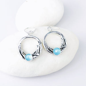 blue topaz nest earrings