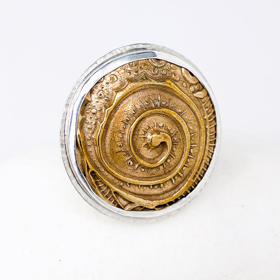 Sterling Silver Bronze Swirl Ring (Adj. Size) Tranquility Talisman