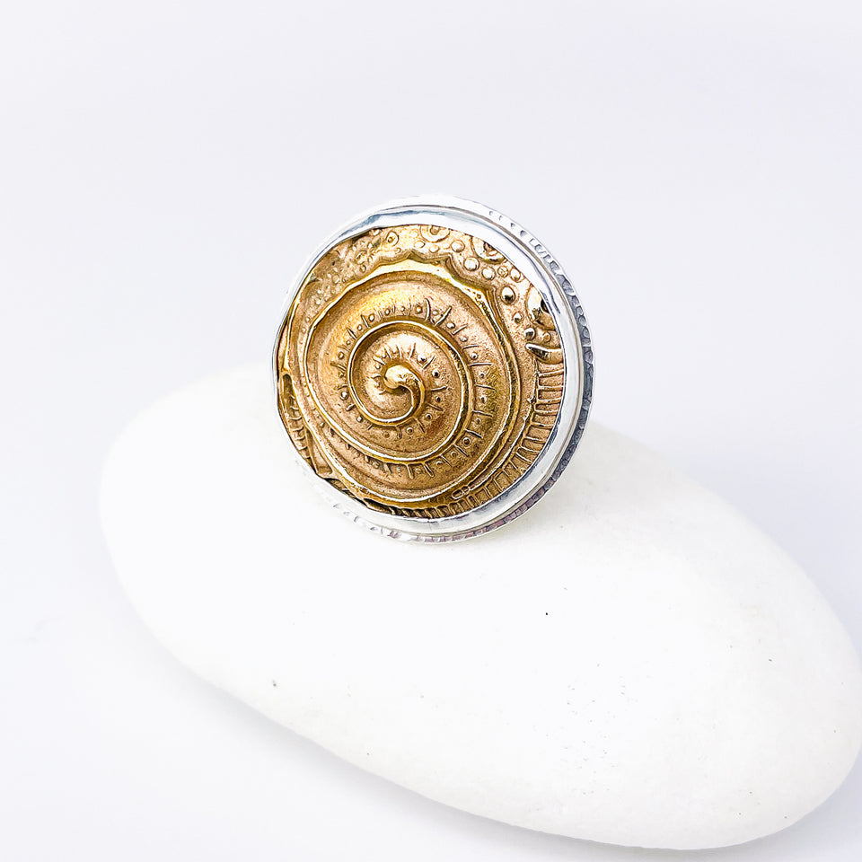 Sterling Silver Bronze Swirl Ring (Adj. Size) Tranquility Talisman