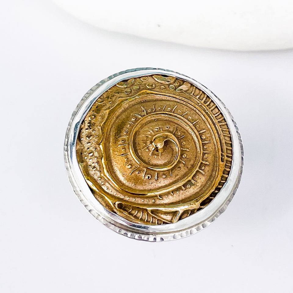 Sterling Silver Bronze Swirl Ring (Adj. Size) Tranquility Talisman