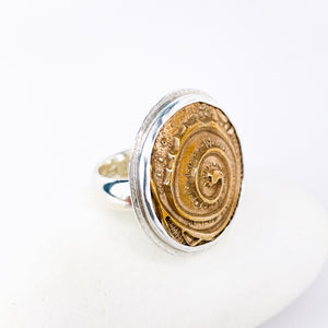 Sterling Silver Bronze Swirl Ring (Adj. Size) Tranquility Talisman