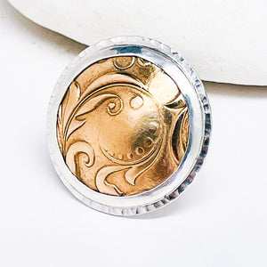 Sterling Silver Bronze Nature Swirl Ring Size 7