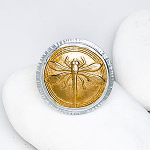 Sterling Silver Bronze Dragonfly Ring Size 8