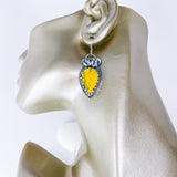 Sterling Silver Bumble Bee Jasper Lotus Earrings