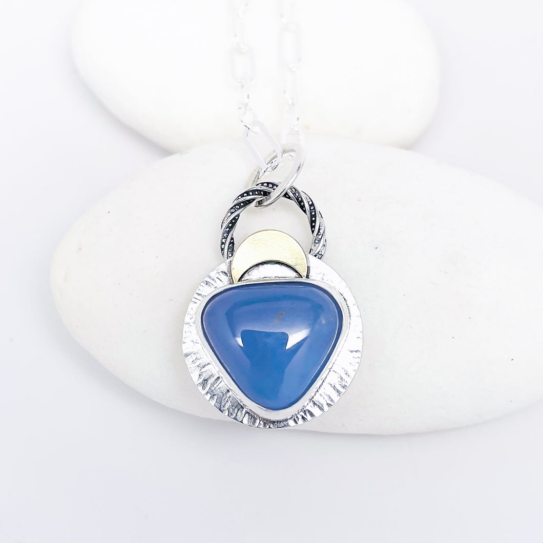 Sterling Silver Chalcedony Celestial Pendant Necklace