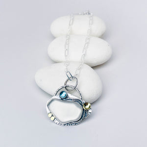 Sterling Silver Sea Glass Pendant Necklace - Communion Talisman