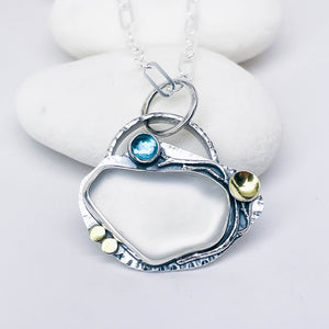 Sterling Silver Sea Glass Pendant Necklace - Communion Talisman