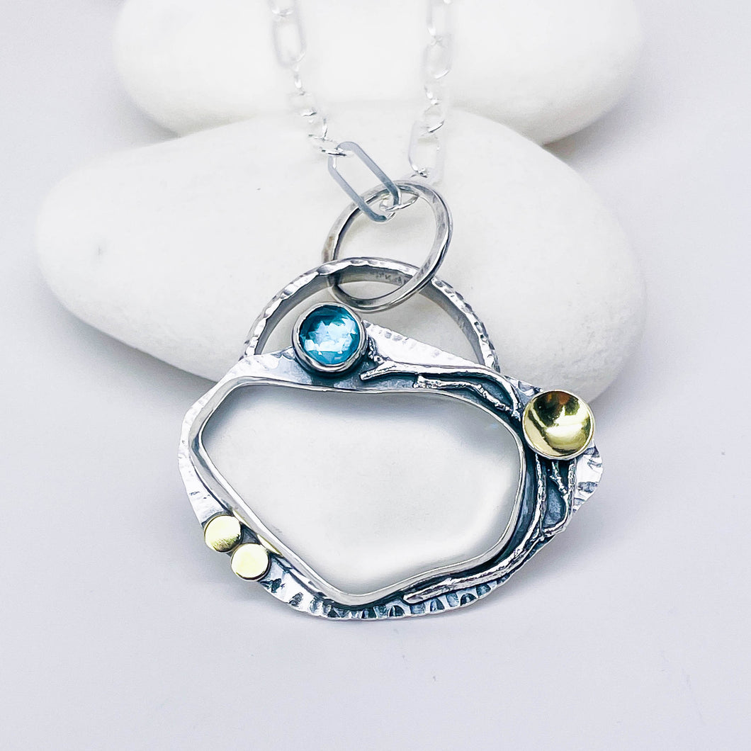 Sterling Silver Sea Glass Pendant Necklace - Communion Talisman