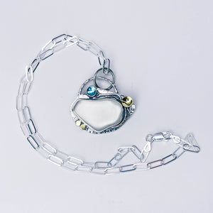 Sterling Silver Sea Glass Pendant Necklace - Communion Talisman