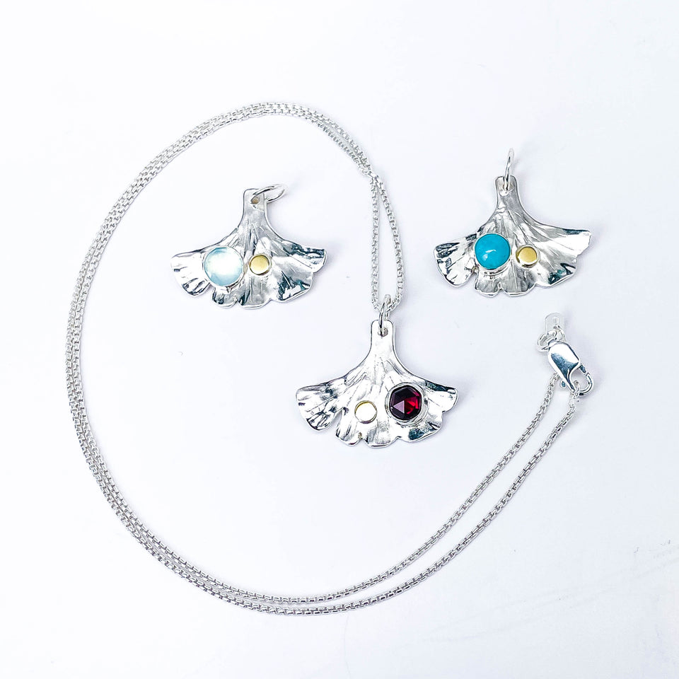 Sterling Silver Ginkgo Pendants | Ginkgo Soul Resilience Talisman