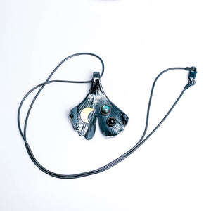 Gunmetal Silver Ginkgo Necklace - New Beginnings Talisman
