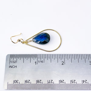 Gold Dangle Earrings Labradorite Stone