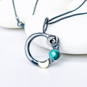 Nest Necklace Turquoise Sterling Silver Necklace - Serenity Talisman
