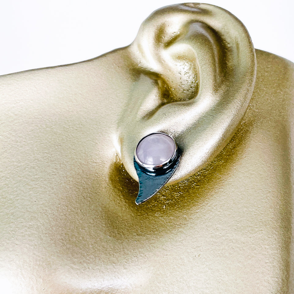 Sterling Silver Rain Drop Post Earrings - Rose Quartz Earrings - DawnsArtisanJewelry.com