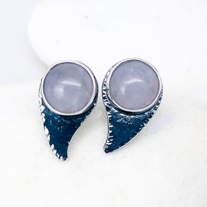 Sterling Silver Rain Drop Post Earrings - Rose Quartz Earrings
