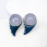 Sterling Silver Rain Drop Post Earrings - Rose Quartz Earrings - DawnsArtisanJewelry.com