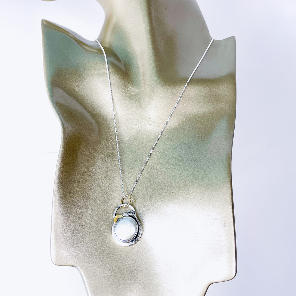 Sterling Silver Pearl Pendant Necklace - Serenity Talisman