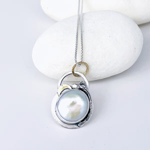 Sterling Silver Pearl Pendant Necklace - Serenity Talisman