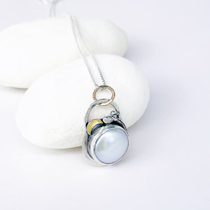 Sterling Silver Pearl Pendant Necklace - Serenity Talisman